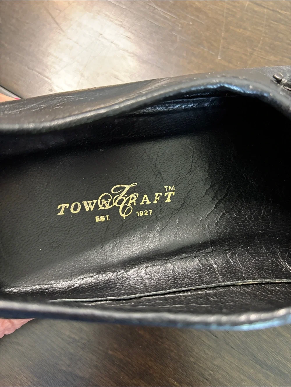 Towncraft Black Leather Braided Strap Slip-On Loafers Size 9.5